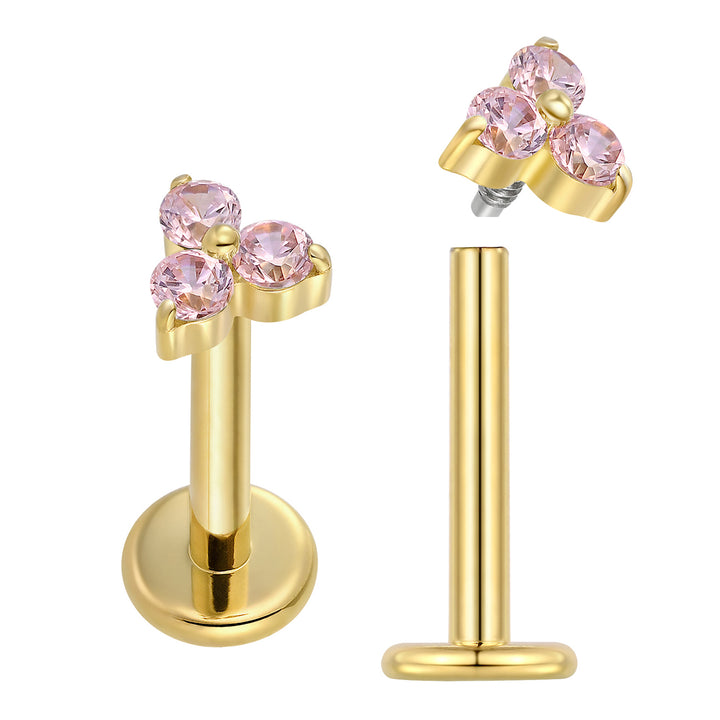 2 Pieces Titanium 16G Internally Threaded Monroe Lip Flat Back Labret Tragus Septum Nose Helix Rook Cartilage Earrings Body Piercing Jewellery