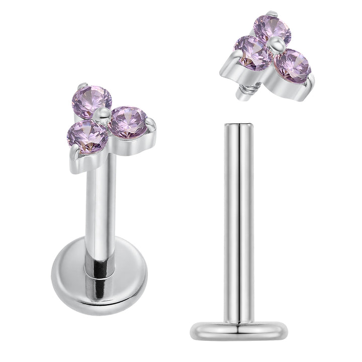2 Pieces Titanium 16G Internally Threaded Monroe Lip Flat Back Labret Tragus Septum Nose Helix Rook Cartilage Earrings Body Piercing Jewellery
