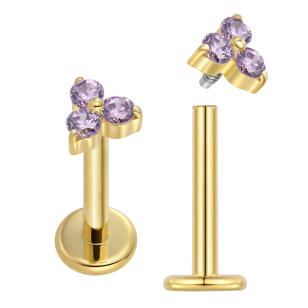 2 Pieces Titanium 16G Internally Threaded Monroe Lip Flat Back Labret Tragus Septum Nose Helix Rook Cartilage Earrings Body Piercing Jewellery