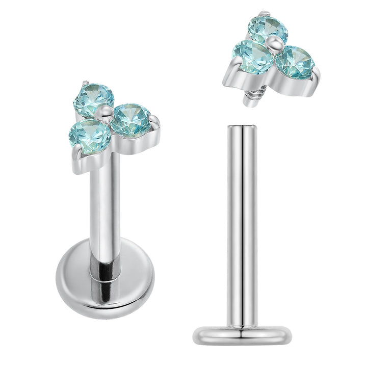 2 Pieces Titanium 16G Internally Threaded Monroe Lip Flat Back Labret Tragus Septum Nose Helix Rook Cartilage Earrings Body Piercing Jewellery