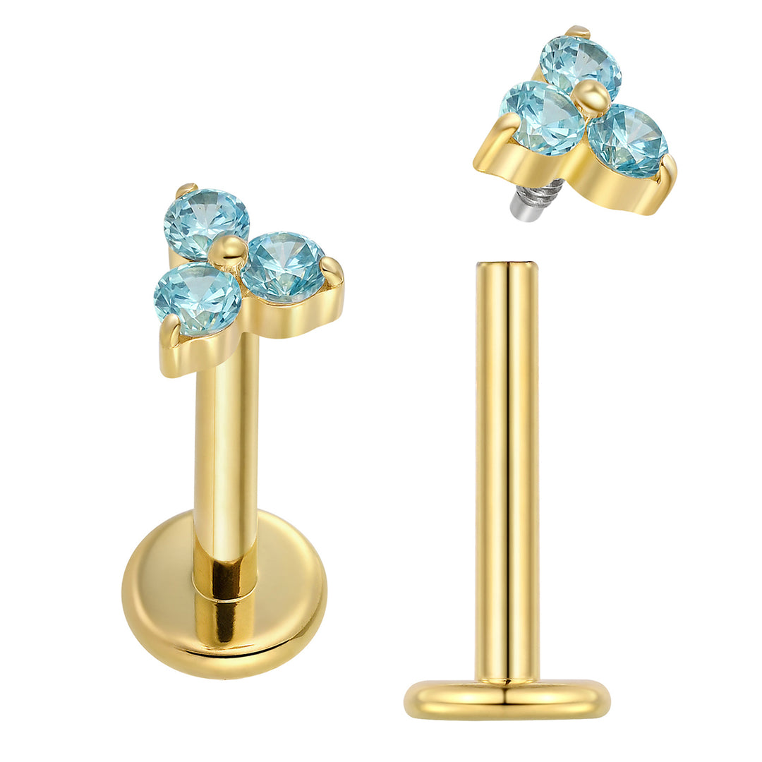 2 Pieces Titanium 16G Internally Threaded Monroe Lip Flat Back Labret Tragus Septum Nose Helix Rook Cartilage Earrings Body Piercing Jewellery