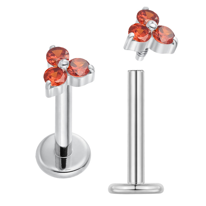 2 Pieces Titanium 16G Internally Threaded Monroe Lip Flat Back Labret Tragus Septum Nose Helix Rook Cartilage Earrings Body Piercing Jewellery