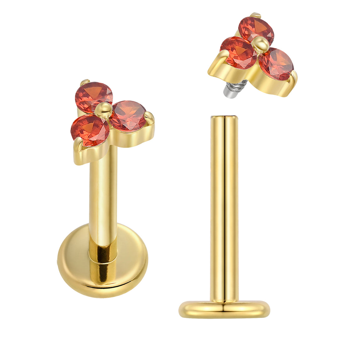 2 Pieces Titanium 16G Internally Threaded Monroe Lip Flat Back Labret Tragus Septum Nose Helix Rook Cartilage Earrings Body Piercing Jewellery