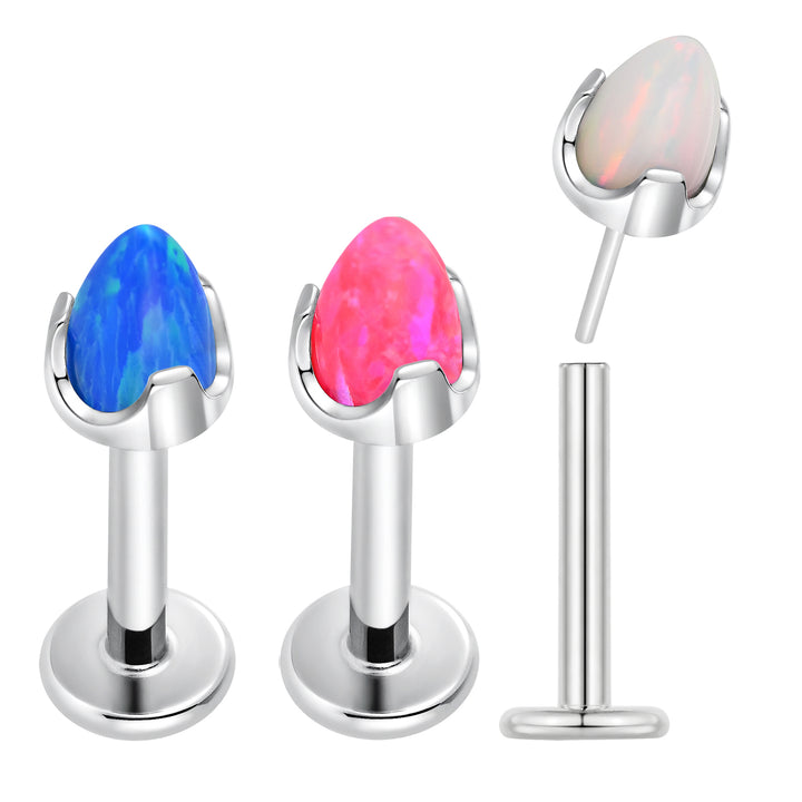 2 Pieces Titanium 16G Threadless Gem Monroe Lip Flat Back Labret Tragus Septum Nose Helix Rook Cartilage Earrings Body Piercing Jewellery
