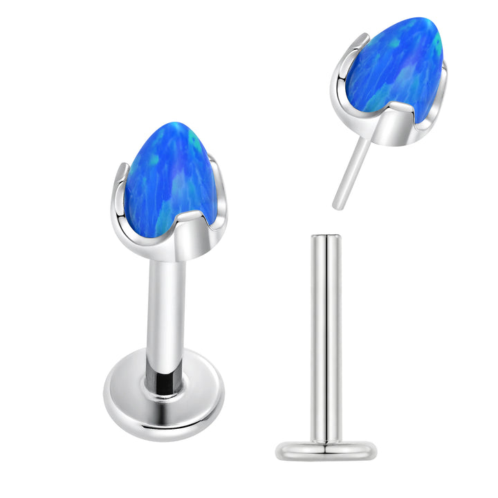 2 Pieces Titanium 16G Threadless Gem Monroe Lip Flat Back Labret Tragus Septum Nose Helix Rook Cartilage Earrings Body Piercing Jewellery