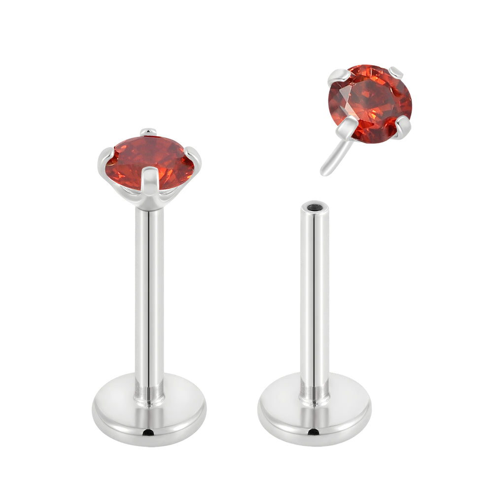 2 Pieces 18G Titanium Threadless Birthstone Gem Labret Tragus Lip Monroe Nose Stud 8mm - PFGWholesale
