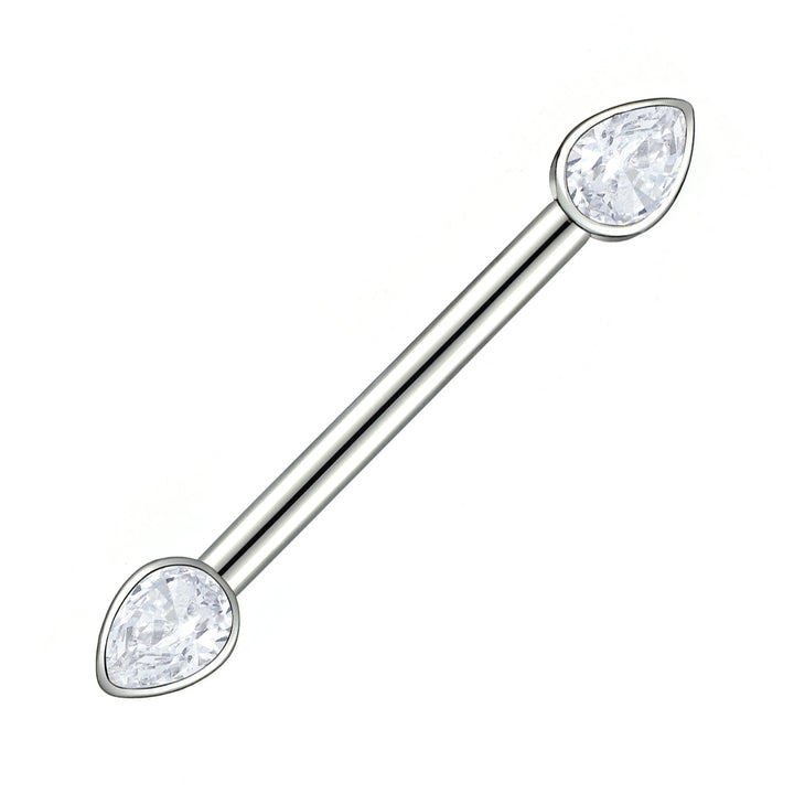2pcs Titanium Pear Gem Threadless Nipple Barbells