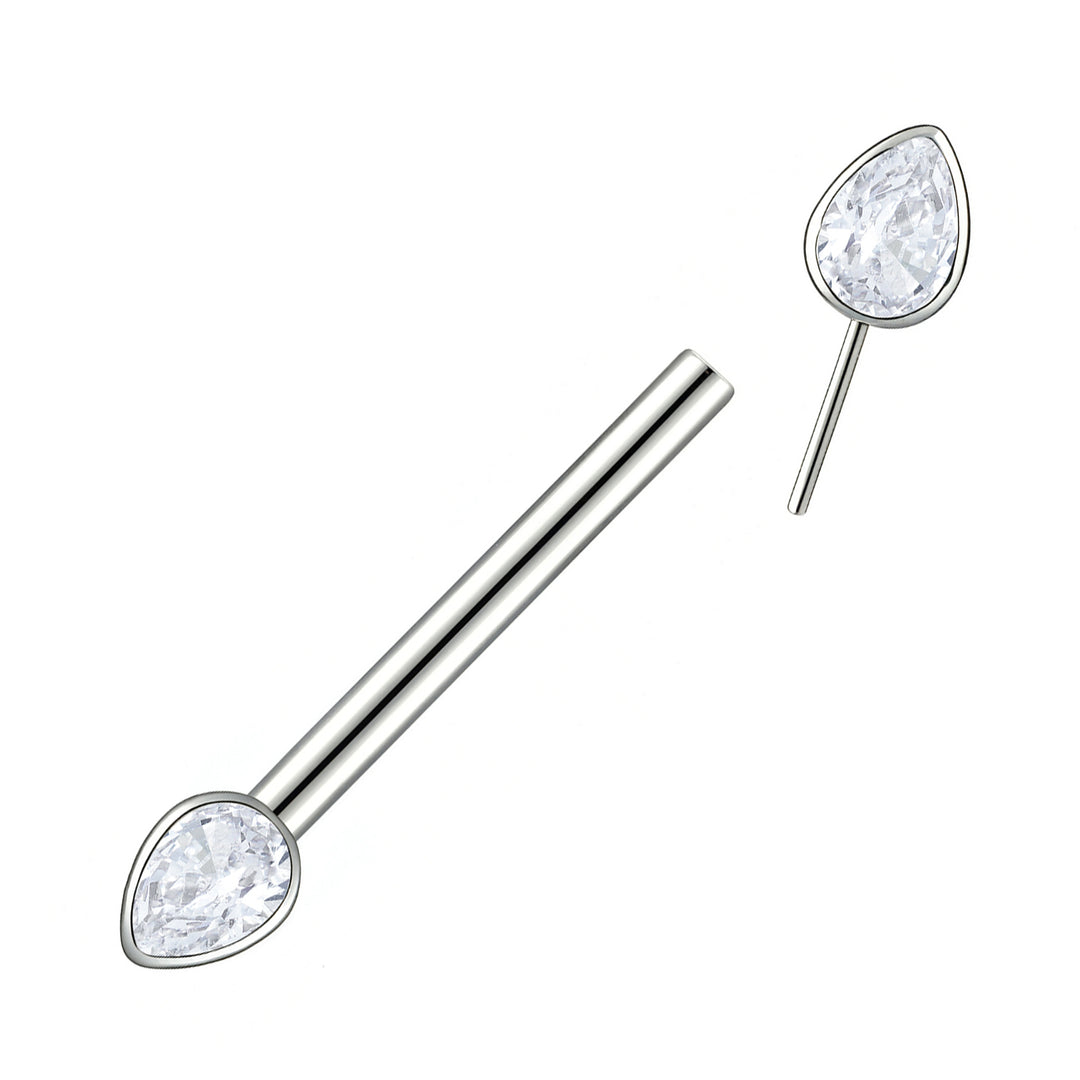 2pcs Titanium Pear Gem Threadless Nipple Barbells