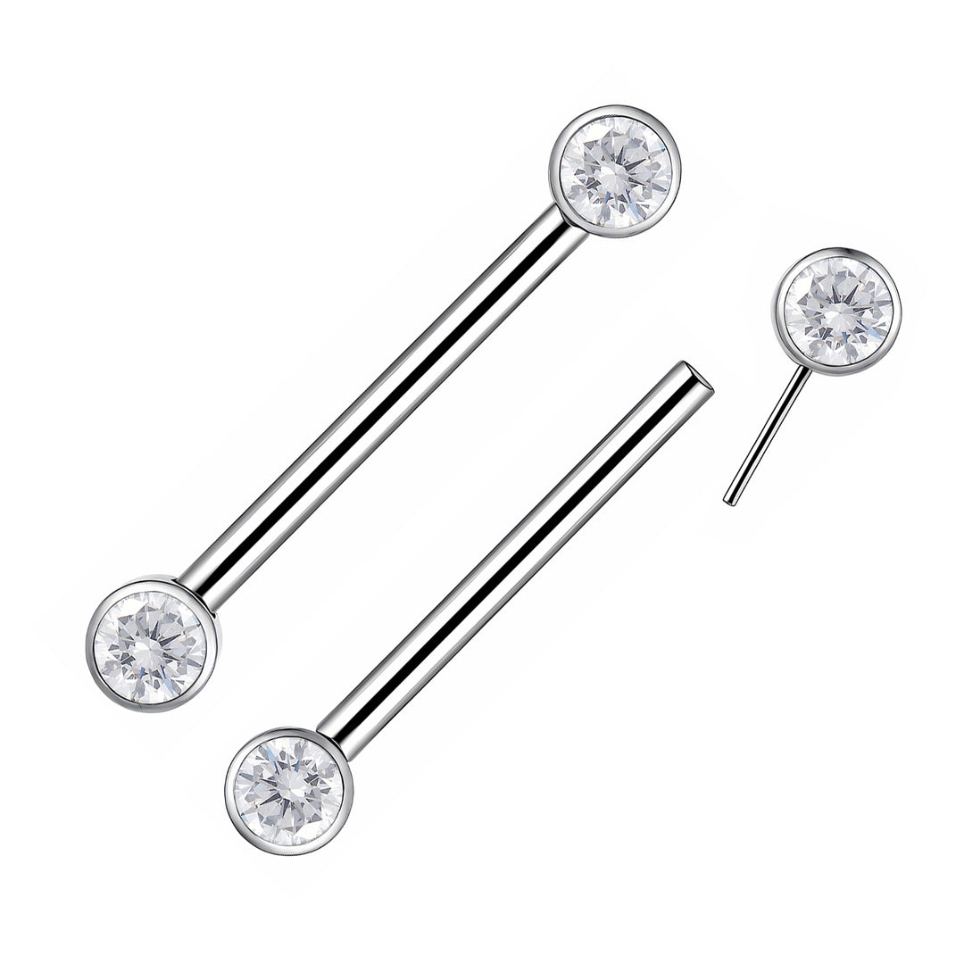 2pcs Titanium Gem Threadless Nipple Barbells - PFGWholesale