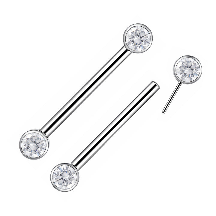 2pcs Titanium Gem Threadless Nipple Barbells - PFGWholesale