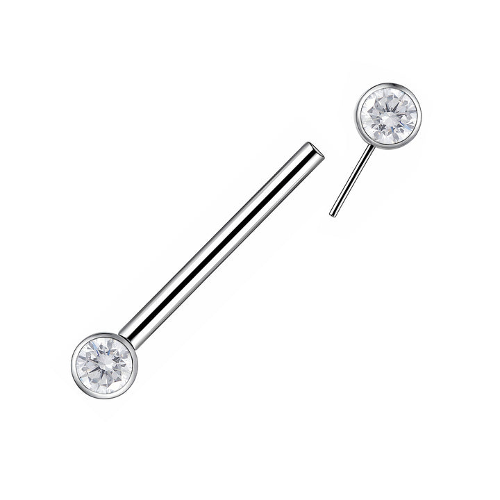 2pcs Titanium Gem Threadless Nipple Barbells - PFGWholesale