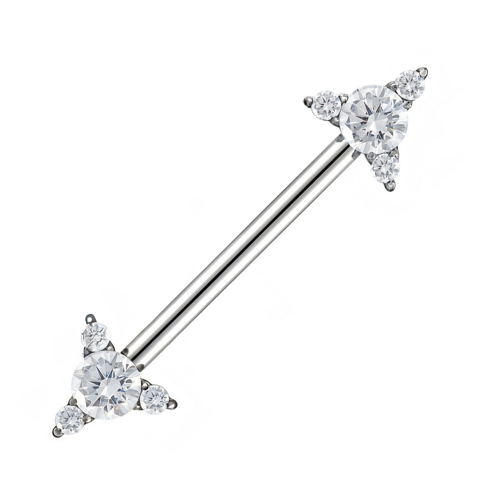 2pcs Titanium Arrow Gem Internally Threaded Nipple Barbells - PFGWholesale