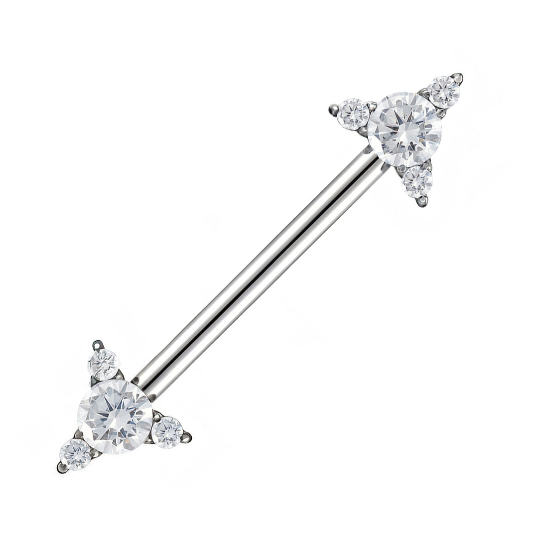 2pcs Titanium Arrow Gem Internally Threaded Nipple Barbells - PFGWholesale
