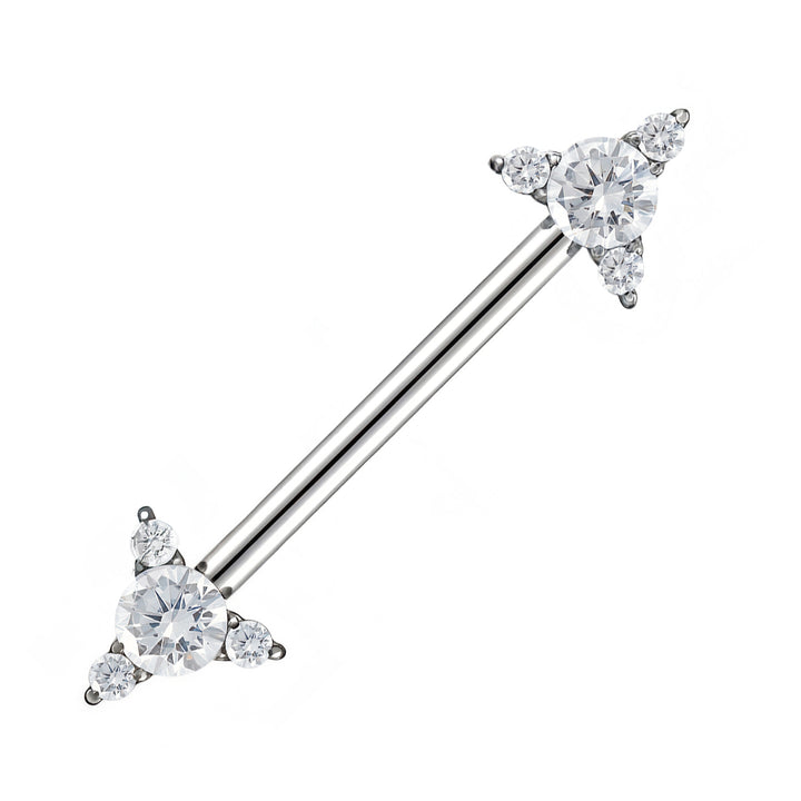2pcs Titanium Arrow Gem Internally Threaded Nipple Barbells - PFGWholesale