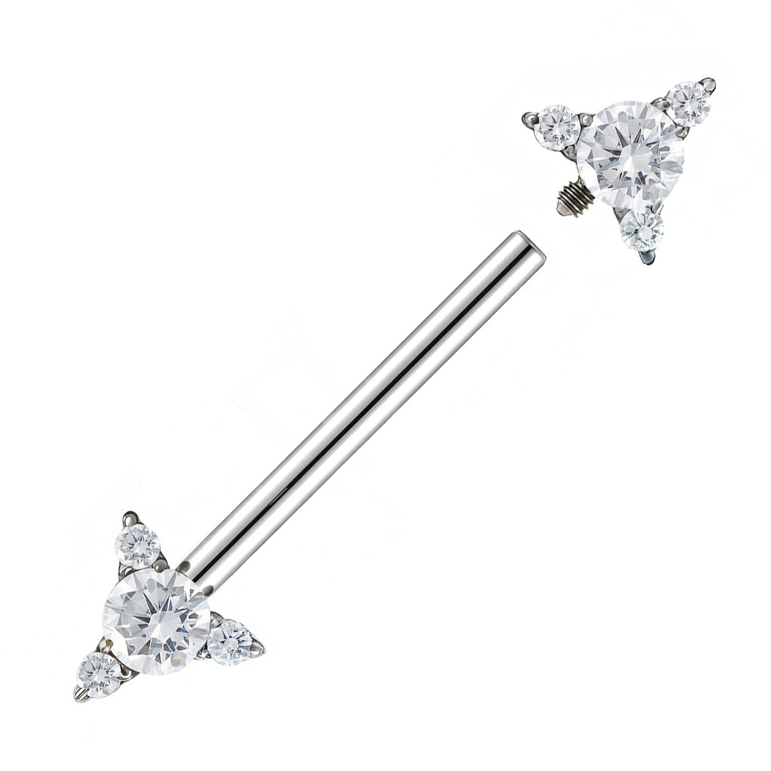 2pcs Titanium Arrow Gem Internally Threaded Nipple Barbells - PFGWholesale