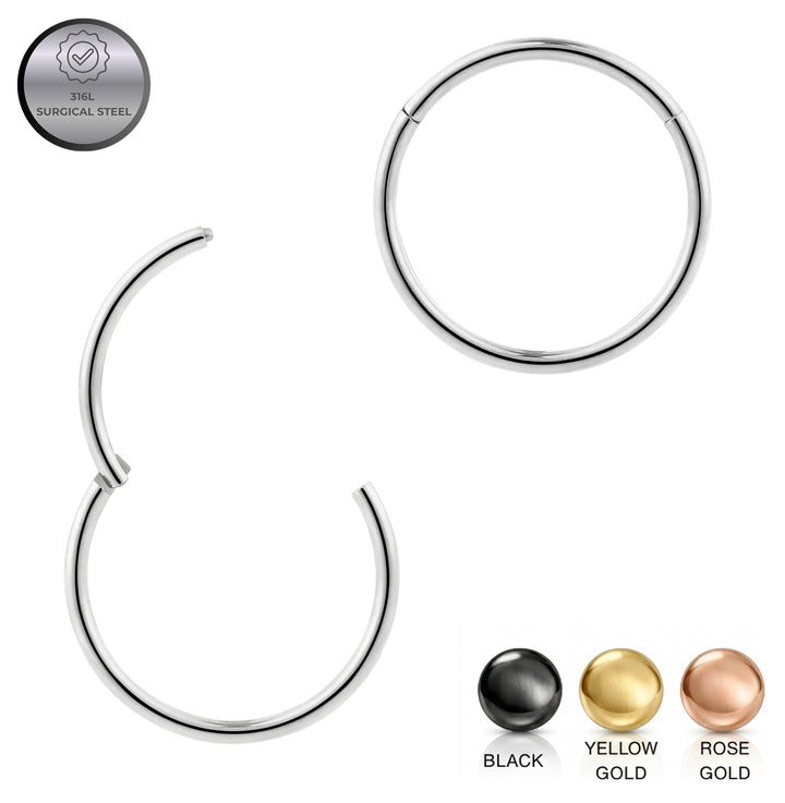 2pcs 18G Surgical Steel Hinged Hoop Segment Ring Earrings