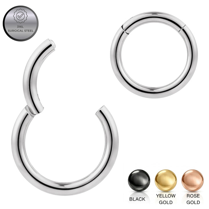 2pcs 14G (Thick) Surgical Steel Hinged Hoop Segment Ring Earrings