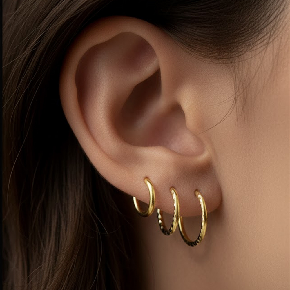 2pcs 18G Gold Plated Solid Sterling Silver Diamond-Cut Sleeper Earrings - PFGWholesale