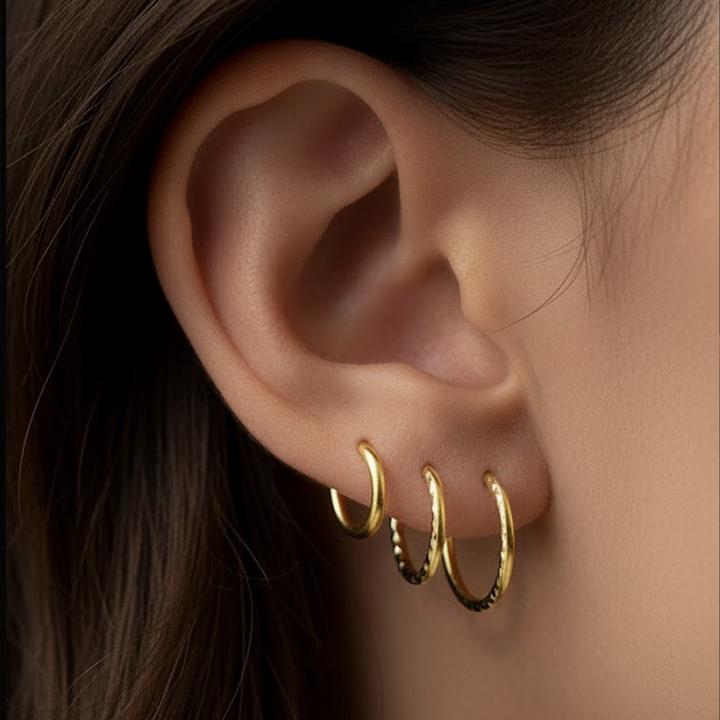 2pcs 18G Gold Plated Solid Sterling Silver Diamond-Cut Sleeper Earrings - PFGWholesale