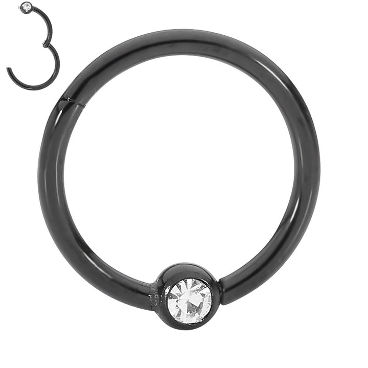 2pcs Surgical Steel Gem BCR Hinged Hoop Segment Ball Closure Ring Earrings - PFGWholesale