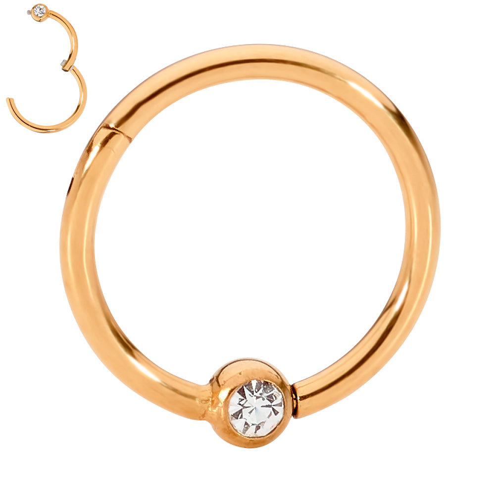 2pcs Surgical Steel Gem Hinged Hoop Segment Ball Closure Ring Earrings - PFGWholesale