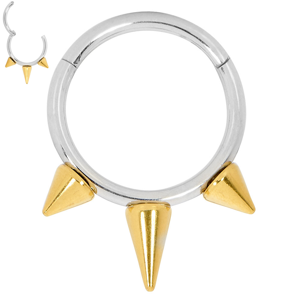 2pcs Surgical Steel Spike Hinged Hoop Segment Ring Earrings - PFGWholesale