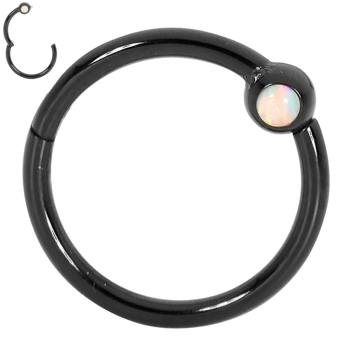 2pcs Surgical Steel Opal Hinged Hoop Segment Ring Earrings - PFGWholesale