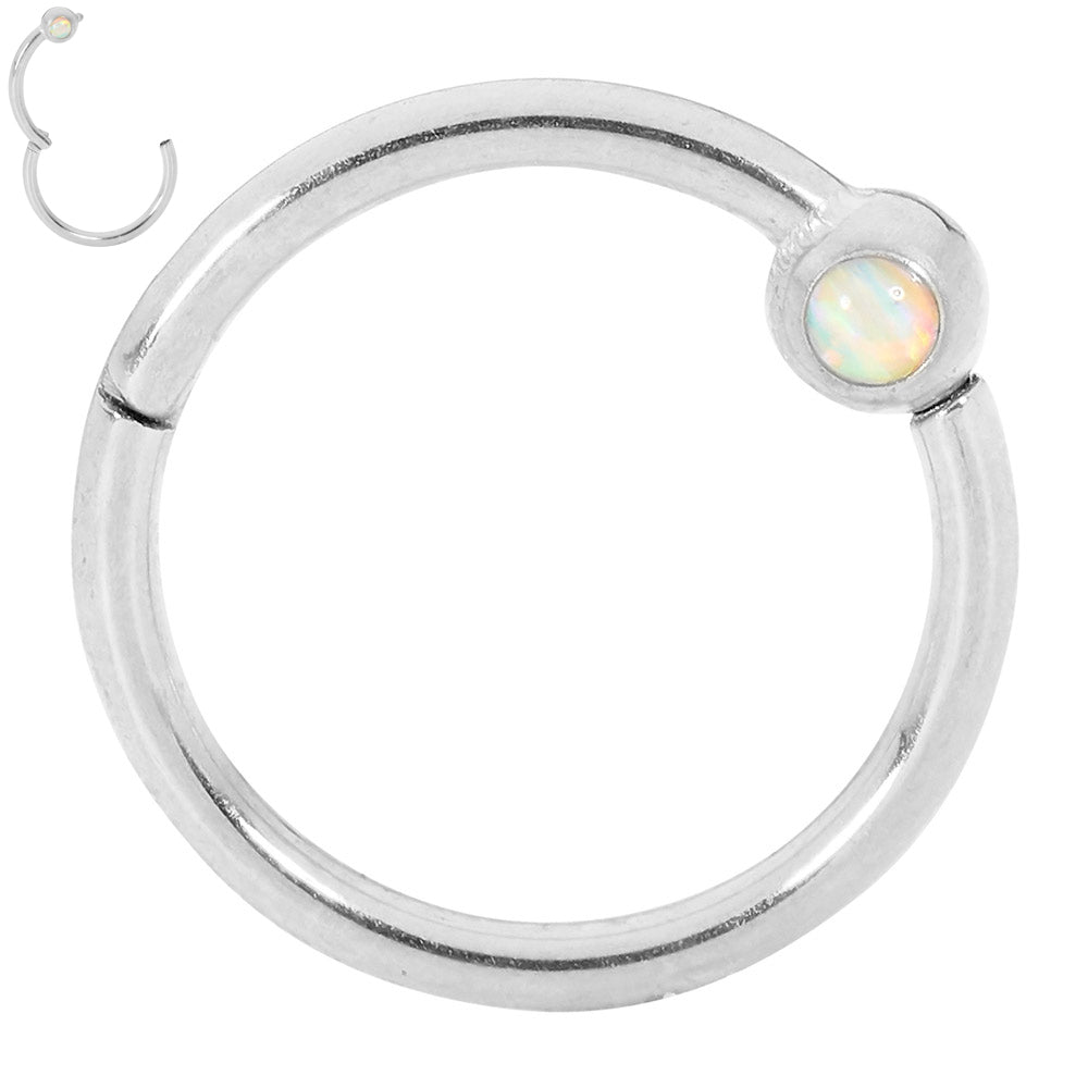 2pcs Surgical Steel Opal Hinged Hoop Segment Ring Earrings - PFGWholesale