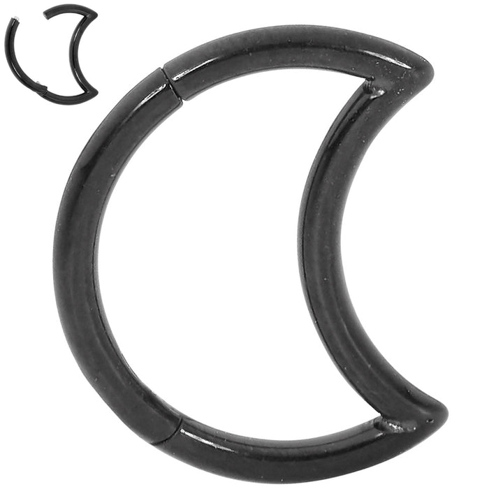 2pcs Titanium Moon Hinged Hoop Segment Ring Earrings