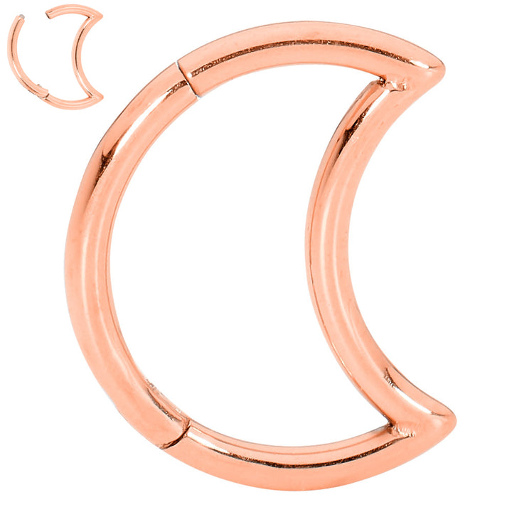 2pcs Titanium Moon Hinged Hoop Segment Ring Earrings
