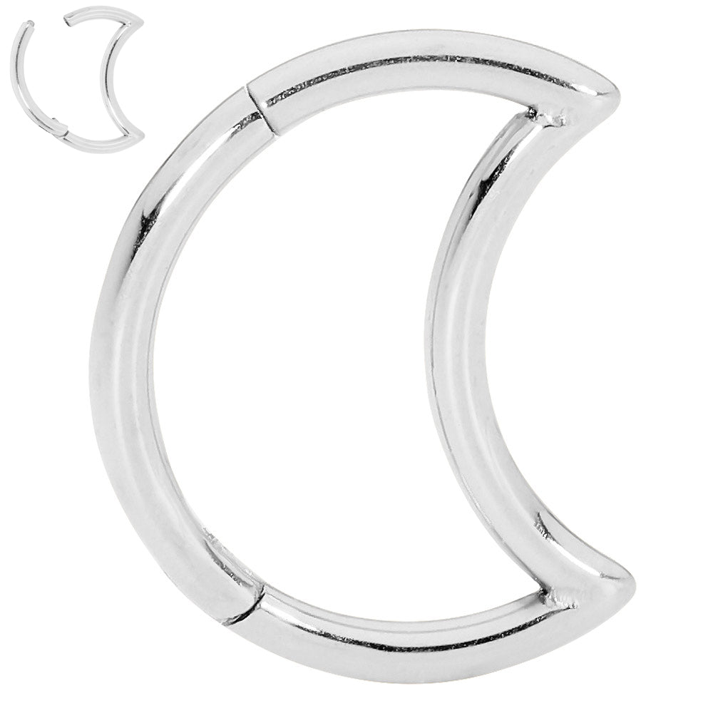2pcs Surgical Steel Moon Hinged Hoop Segment Ring Earrings - PFGWholesale