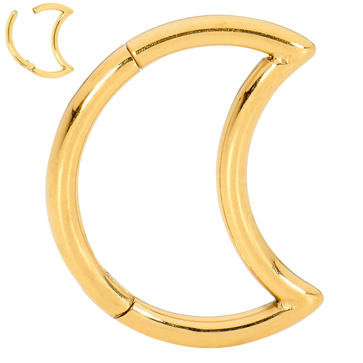2pcs Titanium Moon Hinged Hoop Segment Ring Earrings