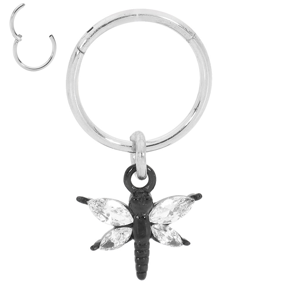 2pcs Surgical Steel Butterfly Hinged Hoop Segment Ring Earrings - PFGWholesale