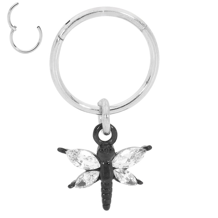 2pcs Surgical Steel Butterfly Hinged Hoop Segment Ring Earrings - PFGWholesale