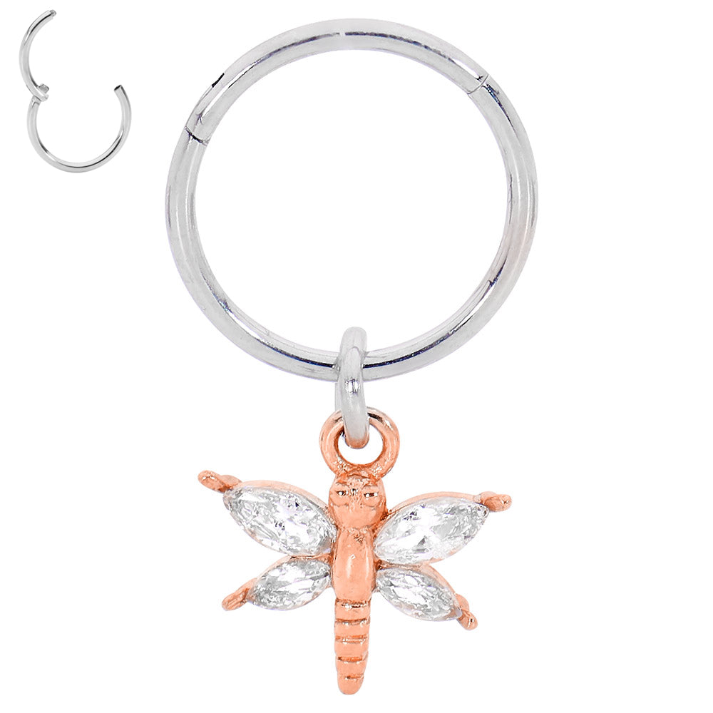 2pcs Surgical Steel Butterfly Hinged Hoop Segment Ring Earrings - PFGWholesale