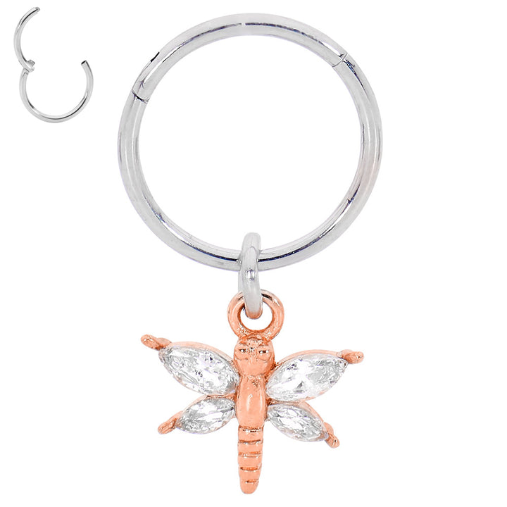 2pcs Surgical Steel Butterfly Hinged Hoop Segment Ring Earrings - PFGWholesale