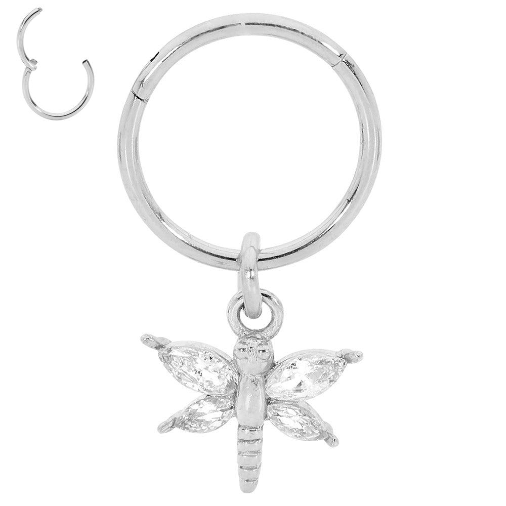 2pcs Surgical Steel Butterfly Hinged Hoop Segment Ring Earrings - PFGWholesale
