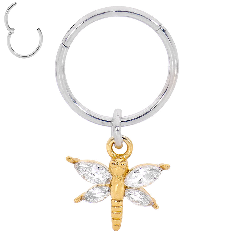 2pcs Surgical Steel Butterfly Hinged Hoop Segment Ring Earrings - PFGWholesale