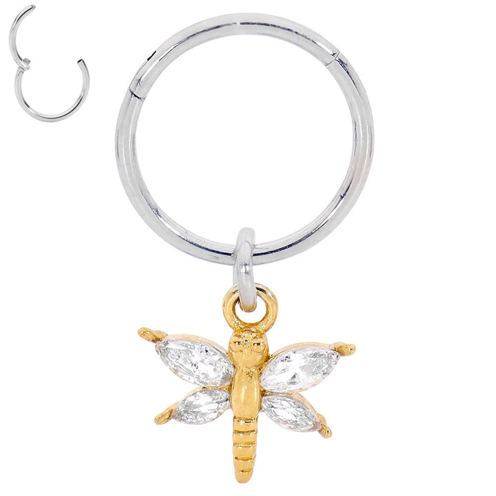 2pcs Surgical Steel Butterfly Hinged Hoop Segment Ring Earrings - PFGWholesale