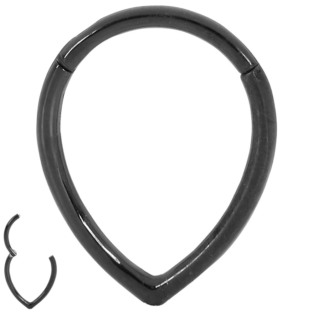 2pcs Surgical Steel Pear Shape Hinged Hoop Segment Ring Earrings - PFGWholesale