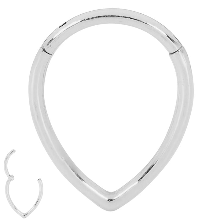 2pcs Surgical Steel Pear Shape Hinged Hoop Segment Ring Earrings - PFGWholesale