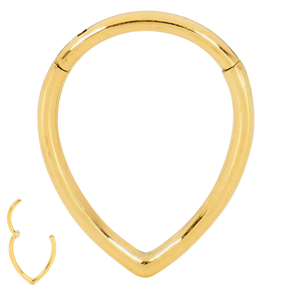 2pcs Surgical Steel Pear Shape Hinged Hoop Segment Ring Earrings - PFGWholesale