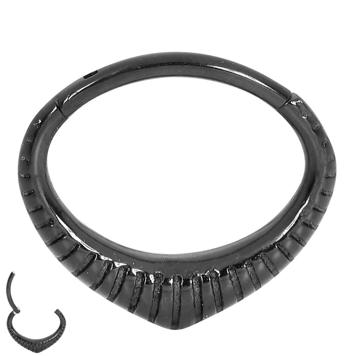 2pcs Surgical Steel Oval Ribbed Hinged Hoop Segment Ring Earring - PFGWholesale