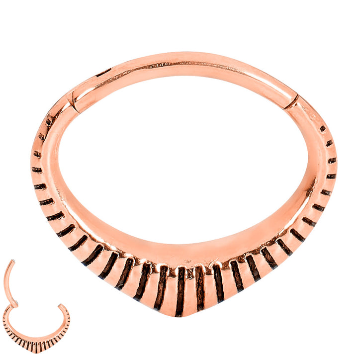 2pcs Surgical Steel Oval Ribbed Hinged Hoop Segment Ring Earring - PFGWholesale