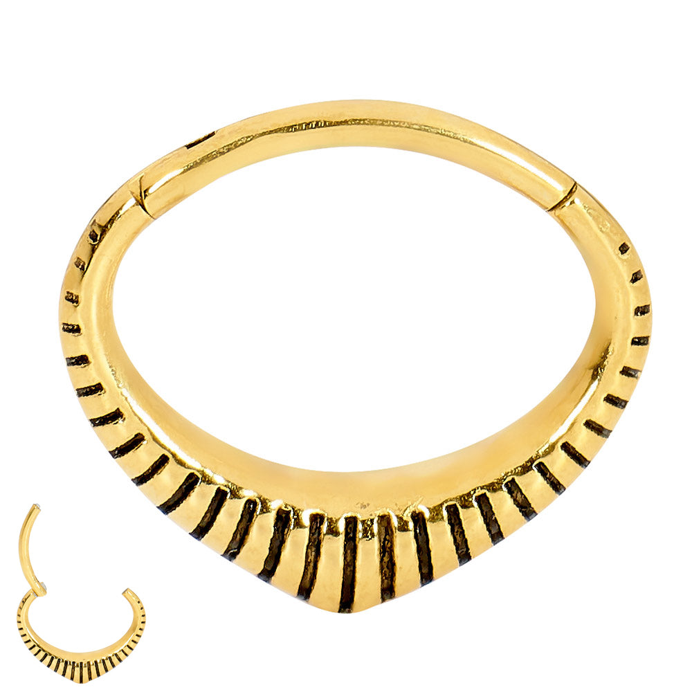2pcs Surgical Steel Oval Ribbed Hinged Hoop Segment Ring Earring - PFGWholesale