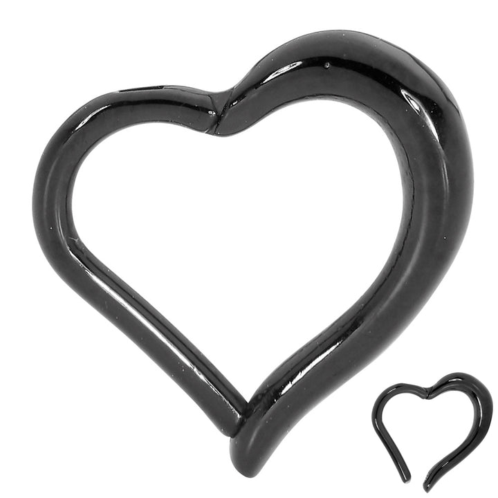 2pcs Surgical Steel Love Heart Hinged Hoop Segment Rings Earrings - PFGWholesale