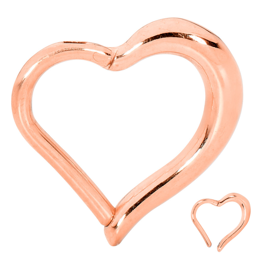 2pcs Surgical Steel Love Heart Hinged Hoop Segment Rings Earrings - PFGWholesale