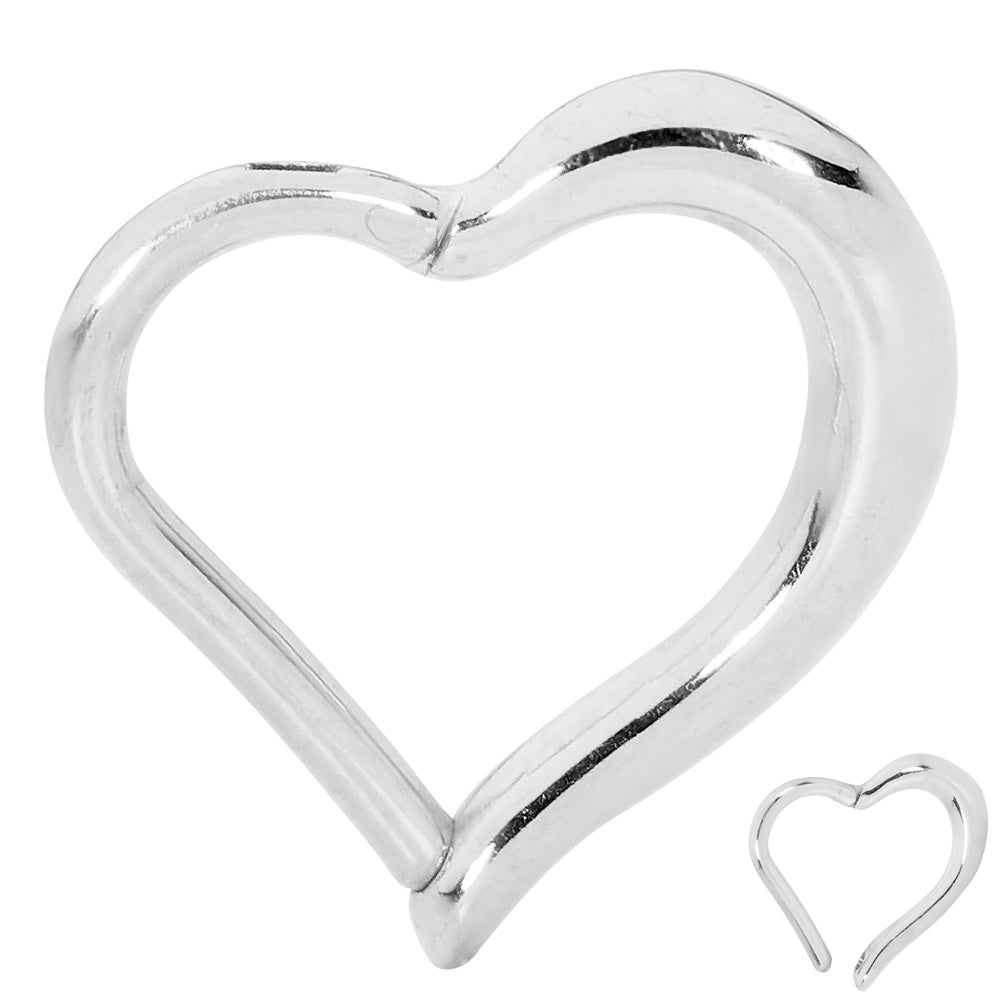 2pcs Surgical Steel Love Heart Hinged Hoop Segment Rings Earrings - PFGWholesale