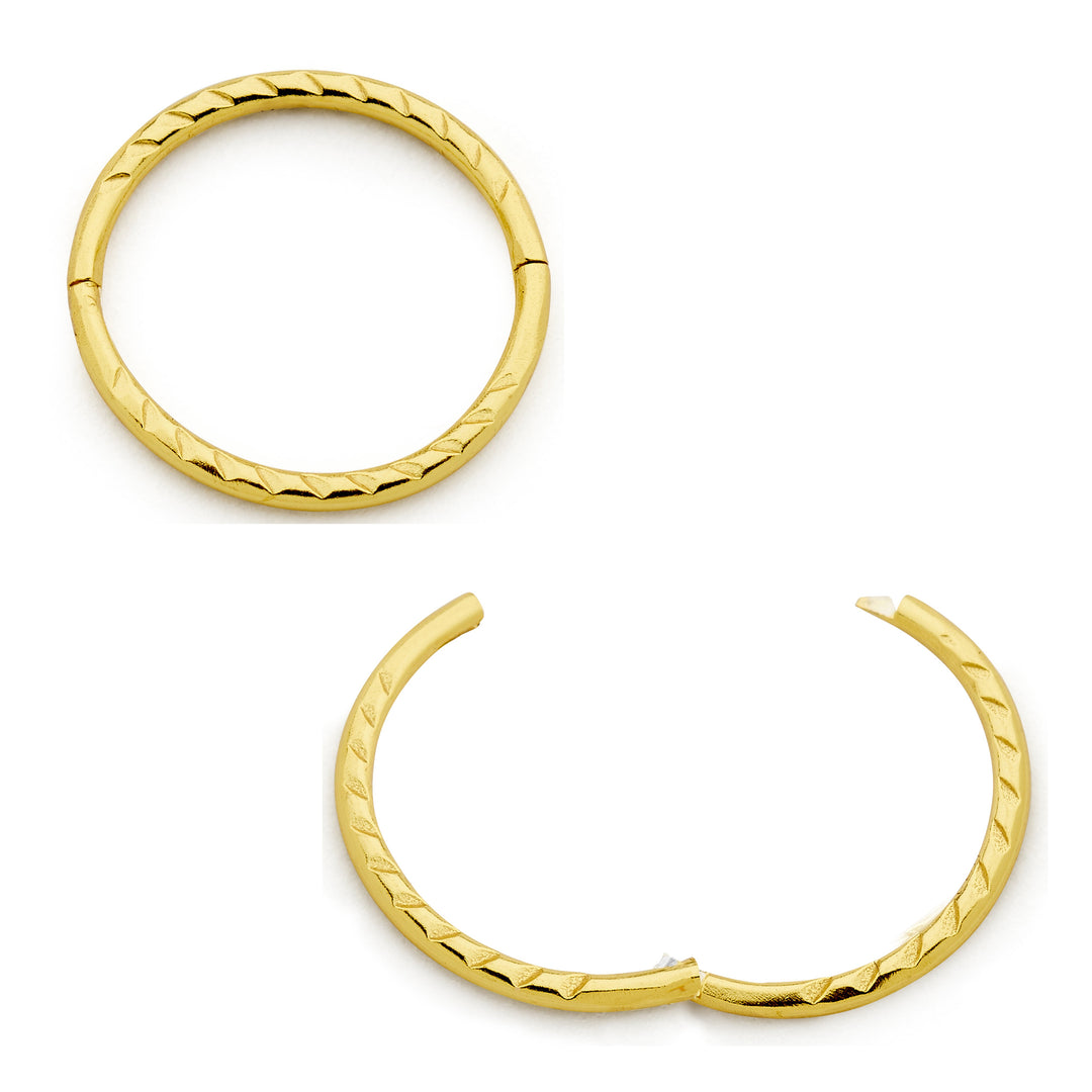 1 Pair 22ct Gold Plated Solid Sterling Silver Diamond Cut Twist Hinged Hoop Sleeper Earrings - PFGWholesale