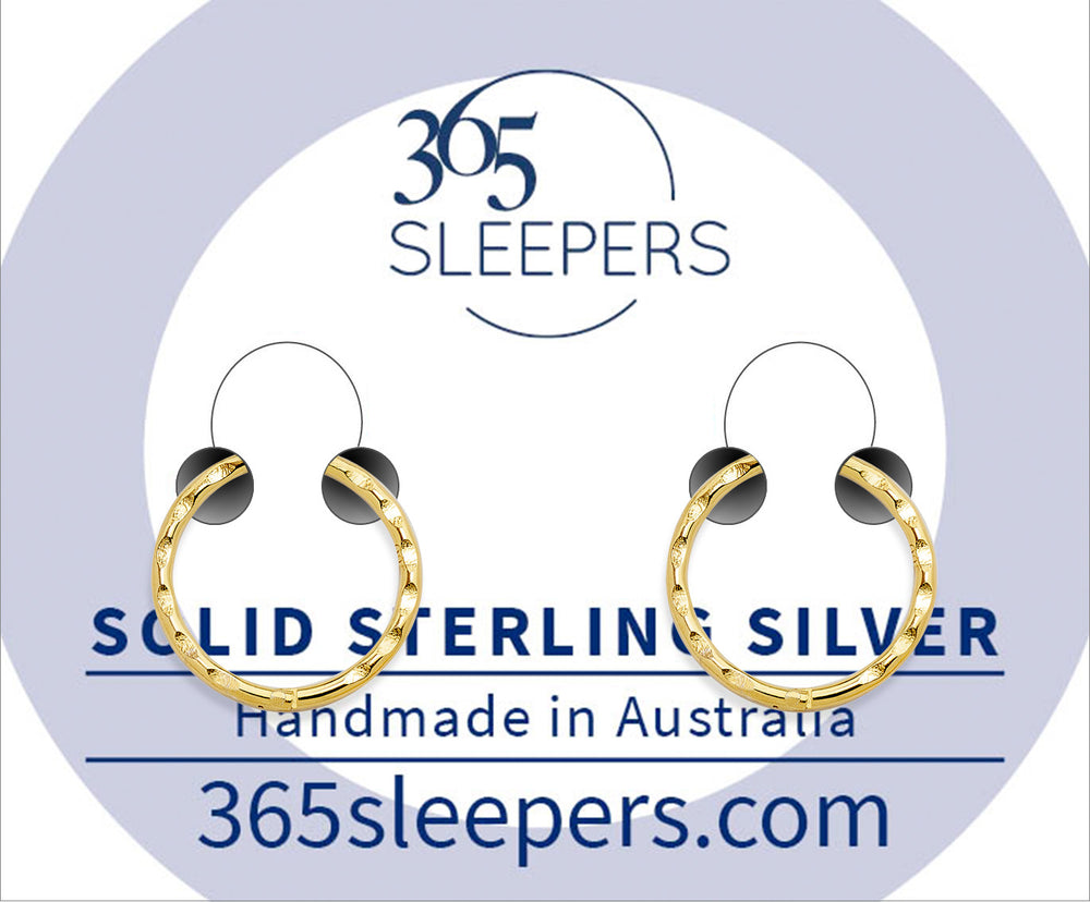 365 Sleepers 22ct Gold Plated Sterling Silver Faceted Hinged Sleeper Earrings - 18G - PFGWholesale